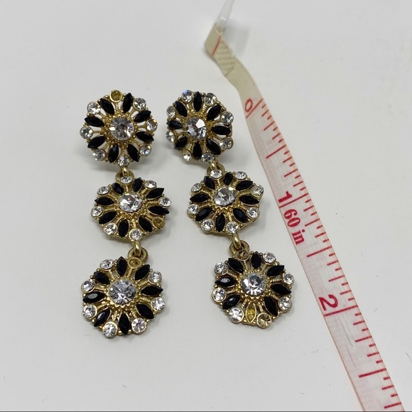 ELIE TAHARI Medallion Drop Earrings Black & Gold - Picture 2 of 4